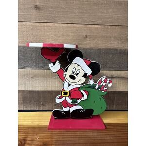 Disney Santa Mickey Mouse Wooden Cookie Tray Serving Tray 12” Tall